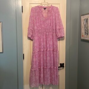 Ann Taylor pink midi dress with slip